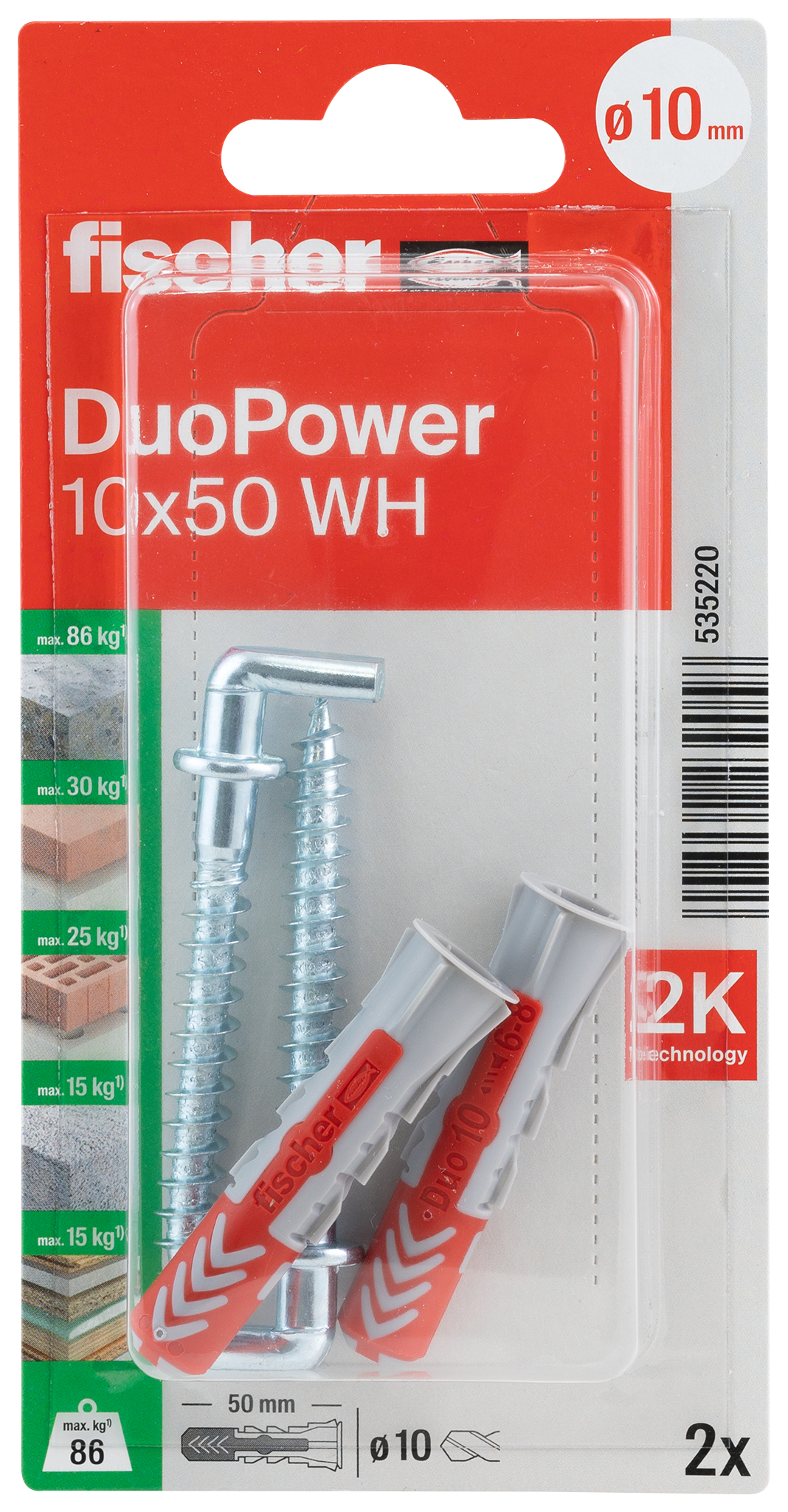 fischer DuoPower 10 x 50 WH mit Winkelhaken