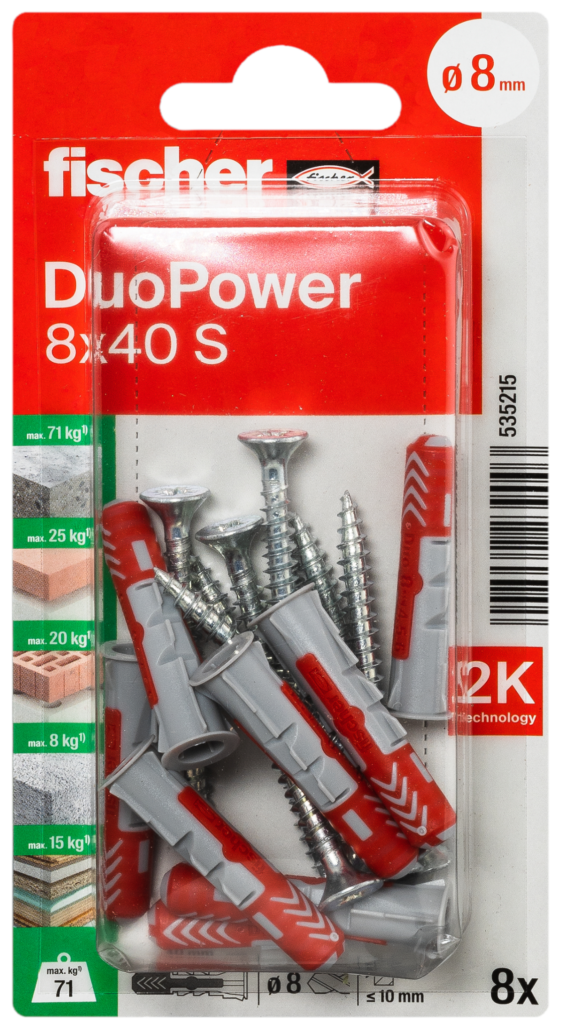 fischer DuoPower 8 x 40 S mit Schraube