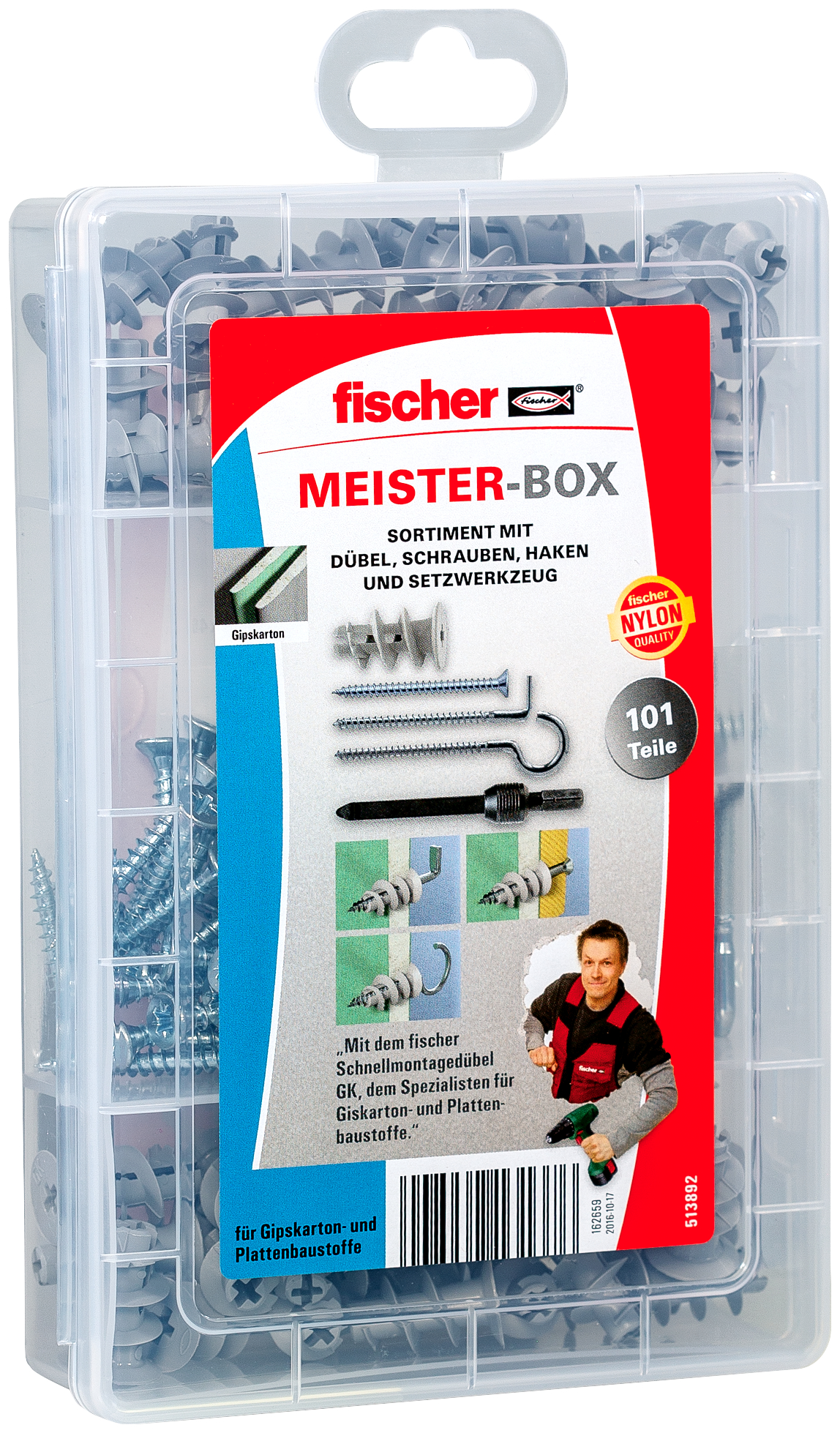 fischer Meister-Box mit GK + Schrauben + Haken (100)