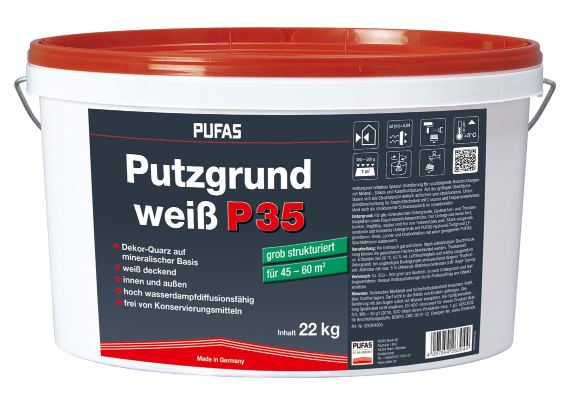 PUFAS Putzgrund weiß P35 grob - 22 kg - P35 grob