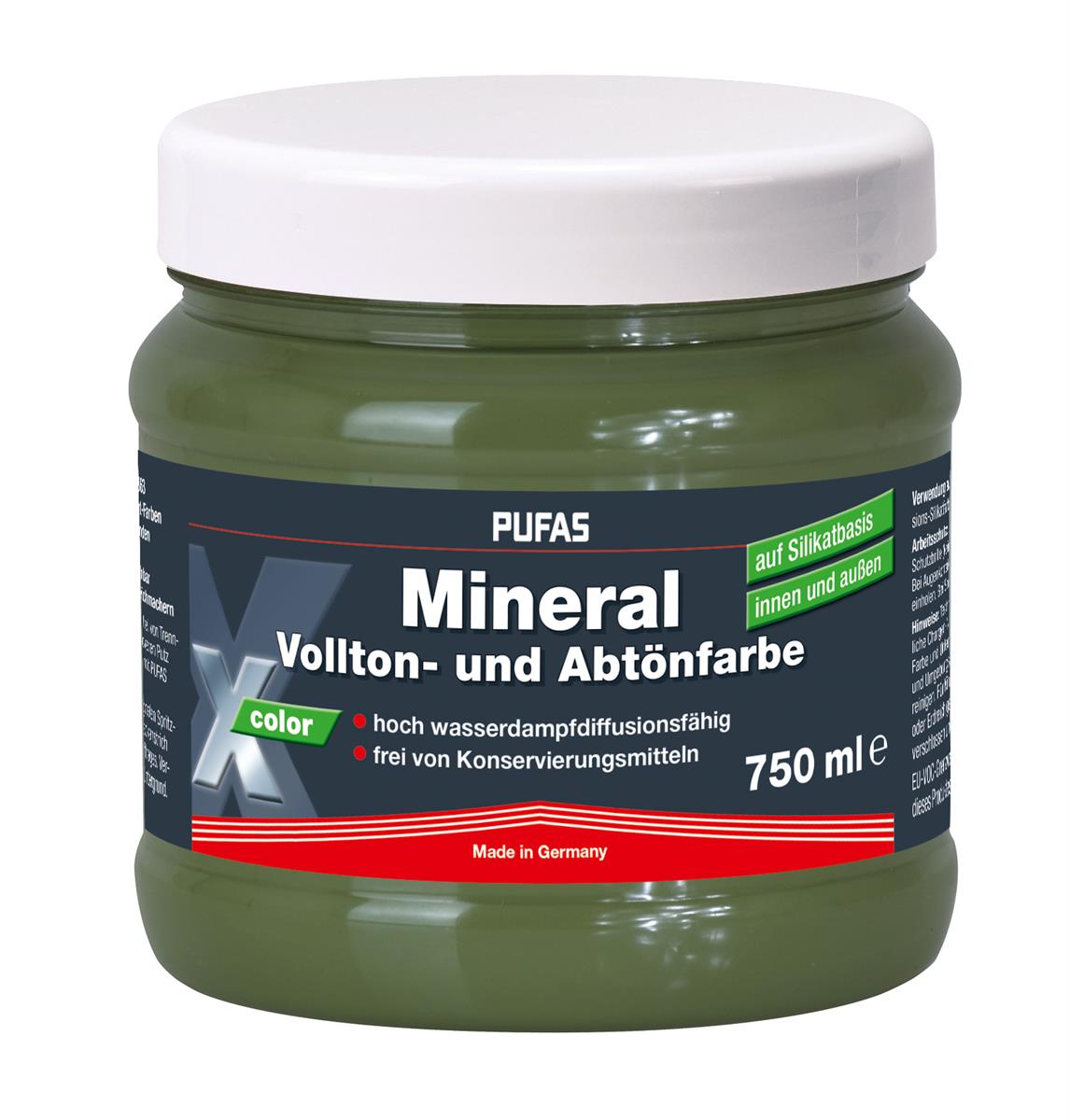 PUFAS Mineral Vollton-und Abtönfarbe Oxidgrün - 750 ml - Oxidrgrün