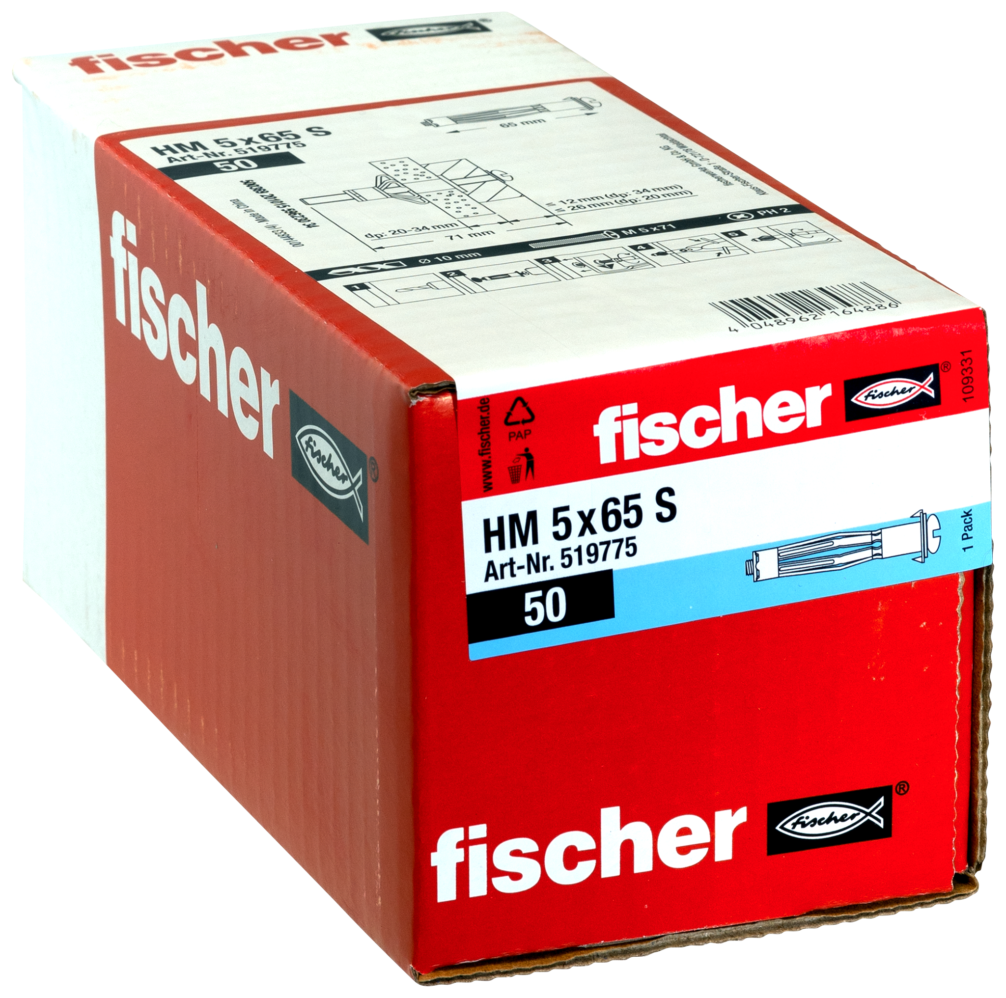 fischer Hohlraum-Metalldübel HM 5 x 65 S